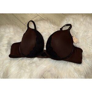 Cacique Smooth Boost Plunge Bra Padded Underwire Lace Womens 44B Brown New Nwt